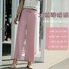 Ropa nueva para mujer Pantalones de algodón y lino para mujer Pantalones casuales de verano para mujer Pantalones Hallen recortados Pantalones de seda de hielo elásticos de pierna ancha para mujer