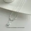 Colar Estrela Pérola Zircônia Prata Estilo Ins, Pode Ser Usado Sozinho ou em Camadas, com Design Único e Corrente Clavícula Versátil