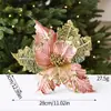 Decoraciones Navideñas Flores de Terciopelo Grandes con Lentejuelas Flor de Navidad Guirnalda de Flores Recortadas en Tela de Cebolla Decoración para Árbol de Navidad