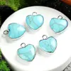 Piedra Natural Amatista Lapislázuli Lapislázuli 15 mm Colgante Borde de Amor Collar de Bricolaje Pendientes Accesorios de Joyería en Forma de Corazón