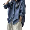 Camisa sencilla de algodón puro de alta calidad, estilo Dongdaemun coreano, blusa suelta y elegante estilo coreano de otoño