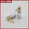 Plug Banana Shell de Alumínio Cotovelo 90 Sem Solda Áudio Áudio 4MM Cobre Banhado a Ouro Plug Banana Curvo Shell de Alumínio