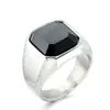 Anillo de Gema Cuadrado de Moda Estilo Europeo y Americano Jin Ziying Joyería Anillo Sencillo de Acero de Titanio de Moda para Hombre