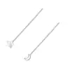 Plata de Ley S999 Plata Pura Alambre para Oreja Perforación de Oreja para Mujer Estilo Coreano Cadena Geométrica Simple Pendiente Largo con Borla Joyería de Oreja de Moda
