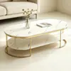Mesa de centro al por mayor transfronteriza para sala de estar, apartamento pequeño, nuevo modelo 2026, mesa de centro simple moderna de doble capa para comercio exterior