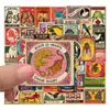 50 Piezas Pegatinas Retro Motivacionales Sellos de Animales Eslóganes en Inglés Diario iPad Patineta Calcomanías Decorativas PVC Impermeable