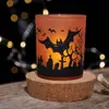 Suporte de vela de vidro para Halloween Suporte de vela de vidro pintado à mão Copo de vidro galvanizado Suporte de vela de vidro pulverizado