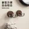 Gancho de Ventosa con Textura de Madera, Doble Gancho de Vacío, Gancho para Puerta de Baño sin Taladro, Gancho Adhesivo de Fuerte Carga, Sin Marcas