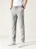 Pantalones rectos finos de seda helada de verano estilo coreano, casuales ajustados, holgados con caída, pantalones deportivos para exteriores para hombre