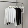 Camiseta Básica para Mujer de Cuello Redondo y Manga Larga, Estilo Sencillo Ligeramente Maduro, Versátil, Adelgazante, Capa Base, Top para el Trabajo, Ligeramente Holgada, Otoño