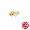 Clavo de Cartílago de Plata de Ley S925 Geométrico Incrustado de Diamantes Cabeza Plana Cilíndrico Espiral Piercing Clavo para Oreja Clavo para Oreja de Venta Caliente Europea y Americana Joyería para Oreja
