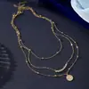 Colar Irregular Martelado em Círculo com Contas Redondas Incrustadas de Diamante, Colar de Empilhamento Multicamadas para Mulheres - Mais Vendido Transfronteiriço da Temu