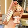 Amantes del té de leche con perlas llavero colgante de oso de dibujos animados personalizado para niños exquisito colgante de llavero para bolso al por mayor