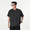 Camiseta de verão masculina estilosa e moderna, gola redonda, cor sólida, nova, versátil, corte solto, manga curta