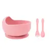Juego de Vajilla de Silicona para Alimentación Infantil Baberos para Bebé Hogar Infantil Vajilla Anticaídas Plato Tazón Tenedor Cuchara Taza Herramientas para Aprender a Comer