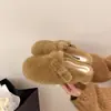 Pantuflas peludas de suela gruesa para mujer, nuevas y modernas para otoño e invierno 2026, pantuflas de algodón cerradas de felpa con suela plana