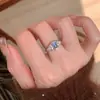 Luxo Leve Francês Meio Antigo Azul Olho Azul BMW Olho Anel de Diamante Retrô Sensação Cool Exquisito Moda Anel de Dedo