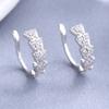 Pendientes trapezoidales de plata esterlina S925 con microincrustaciones de circonita, pendientes personalizados de tendencia de moda, pendientes de clip de oreja de estilo coreano para mujer.