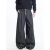 Jeans de Comercio Exterior Primavera Nuevo Estilo Hombres Sueltos Abotonados Rectos Pantalones Calle Alta Americana Versátiles Nicho Pantalones Rayados Modernos