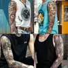 Pegatinas de Tatuaje Herbales de Brazo Completo Transfronterizas, Impermeables, de Larga Duración, No Reflectantes, Diseños de Tatuajes Realistas para Manos, Brazo de Flores, Brazo de Flor de Cerezo, Estilo Tradicional