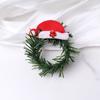Anel de flor de Natal de rattan transfronteiriço, porta-guardanapo de arame, guirlanda de folhas verdes, fivela de guardanapo, porta-guardanapo, decoração de restaurante, mesa