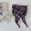 Fofo e Artístico~ Lenço Triângulo Xadrez Floral Divertido para Mulheres, Lenço Decorativo para Cabelo de Verão e Primavera