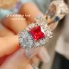 Pendientes de corindón rojo para mujer, de lujo, de color claro, con traje de tesoro, anillo de diamantes rojos, collar con colgante de diamantes de alto carbono para mujer
