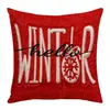 Funda de Almohada Temática Navideña Copo de Nieve Rojo Letra Atmósfera Festiva Decoración Sala de Estar Cojín de Sofá Funda de Almohada