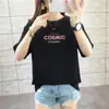 Camiseta Americana de Manga Corta para Mujer en Verano Suelta y Holgada Ins Casual Versátil Top Estampado con Letras Exportación de Media Manga para Mujer