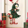 Hs4397E Árvore de Natal Criativa Estilo Desenho Animado Anão Adesivo de Parede Festa de Feriado Decoração de Porta de Casa Adesivo de Parede