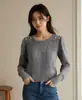 Suéter de Punto Estéreo con Perlas Cuello Redondo Manga Larga Otoño e Invierno Nueva Moda Versátil Chic Ceñidor de Cintura Camisa Base Superior