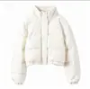 Roupas femininas populares no AliExpress, jaqueta de algodão transfronteiriça europeia e americana, PU, casual fashion, preto, cinza claro, branco leitoso, outro poliéster-algodão