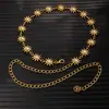 Cadena de Cintura Elegante de Metal con Girasol para Mujer de Comercio Exterior, Accesorio de Cintura Ajustable para Vestido, Cinturón de Cadena Multicapa de Gama Alta