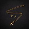 Juego de Joyería Europeo y Americano Acero Inoxidable Nuevo Geométrico Simple Colgante de Estrella de Cinco Puntas Collar Aretes Juego de Tres Piezas