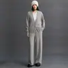 Calça de Cashmere Feminina Solta Casual Estilo Urbano para o Dia a Dia Perna Larga Outono e Inverno Nova Versátil Elegante Estilo Preguiçoso