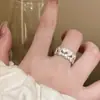 Anillo de Plata de Ley 925 Simple Dulce Fresco Flor Otoño Invierno Nuevo Anillo para Mujer ins Sensación de Alta Gama Anillo de Junta Abierta Ajustable