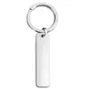 Chaveiro Atacado Aço Inoxidável Vazio Etiqueta Longa Quadrada Sem Palavras Laser UV Impressão Colorida Material Chaveiro de Metal