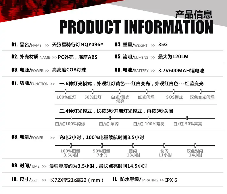 USB自行车尾灯