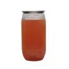Latas redondas para bebidas de 330ml, garrafas dispensadoras de bebidas frias e bebidas de frutas, latas plásticas transparentes, personalização de atacado de fábrica