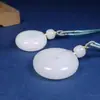 Colgante de Botón de Paz de Jade de Seda Dorada Hotan de Xinjiang Natural Temperamento Pareja Hombres y Mujeres Lámina de Botón de Paz Colgante Blanco Graso