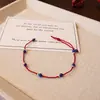 Nuevo Pulsera de Cuerda Roja Trenzada Hecha a Mano Estilo Chino con Lapislázuli y Cinabrio, Lujo Ligero, Nicho, Gama Alta, Joyería Simple y Versátil