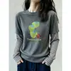 Otoño 2026 Artículo Caliente Camiseta de Manga Larga Patchwork Falsa de Dos Piezas para Mujer Moda INS Elegante Versátil Adelgazante Azul Oscuro Top