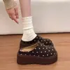 Sapatos Birkenstock de sola grossa para mulheres, vestuário outdoor, novidade outono e inverno 2026, chinelos de algodão com forro de veludo e pele, sola plataforma, bico fechado, meio chinelos, mais vendidos