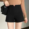 Pantalones casuales versátiles para mujer, pantalones de lana nuevos para otoño e invierno de cintura alta con caída adelgazante, shorts negros rectos de pierna ancha para usar con botas