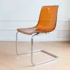 Silla Transparente de Moda, Silla Isla Acrílica con Respaldo, Silla de Comedor Minimalista Vintage para el Hogar, Silla Torres