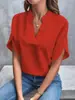 Comercio Exterior Transfronterizo Europeo y Americano de Amazon Ropa de Mujer Verano 2025 Casual Color Sólido Cuello en V Holgada Camisa Tops para Mujer Transfronterizo