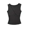 Colete casual sem mangas com decote V cruzado para mulheres, slim fit, que valoriza a silhueta, top de base, cor sólida, cintura alta, elástico, verão, para usar ao ar livre
