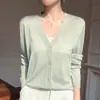 Jaqueta Cardigan de Tricô Lyocell Fino com Decote V para Verão, Roupa Fresca com Proteção Solar de Manga Longa, Peça para Cobrir em Ambientes com Ar Condicionado para Mulheres