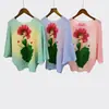 Camiseta da Moda com Manga Morcego Roupas Femininas Verão Nova Estampada Caimento Solto Disfarça Barriga Emagrecedor Top Versátil