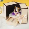Caja de Regalo Flor Eterna Producto Terminado Joyero de Doble Puerta con Oso, Lápiz Labial, Collar, Regalo de San Valentín, Caja de Regalo de Joyería de Rosa